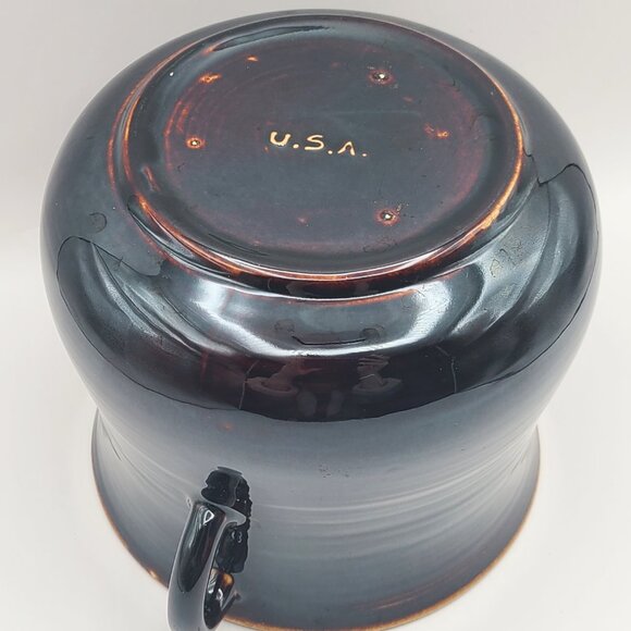 Red Wing Pottery USA Vintage 1960s Dark Brown Bean Pot Two Handle Crock 5.5" H - Picture 7 of 9